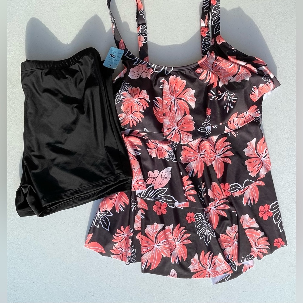 Floral Black and Pink Bikini Set